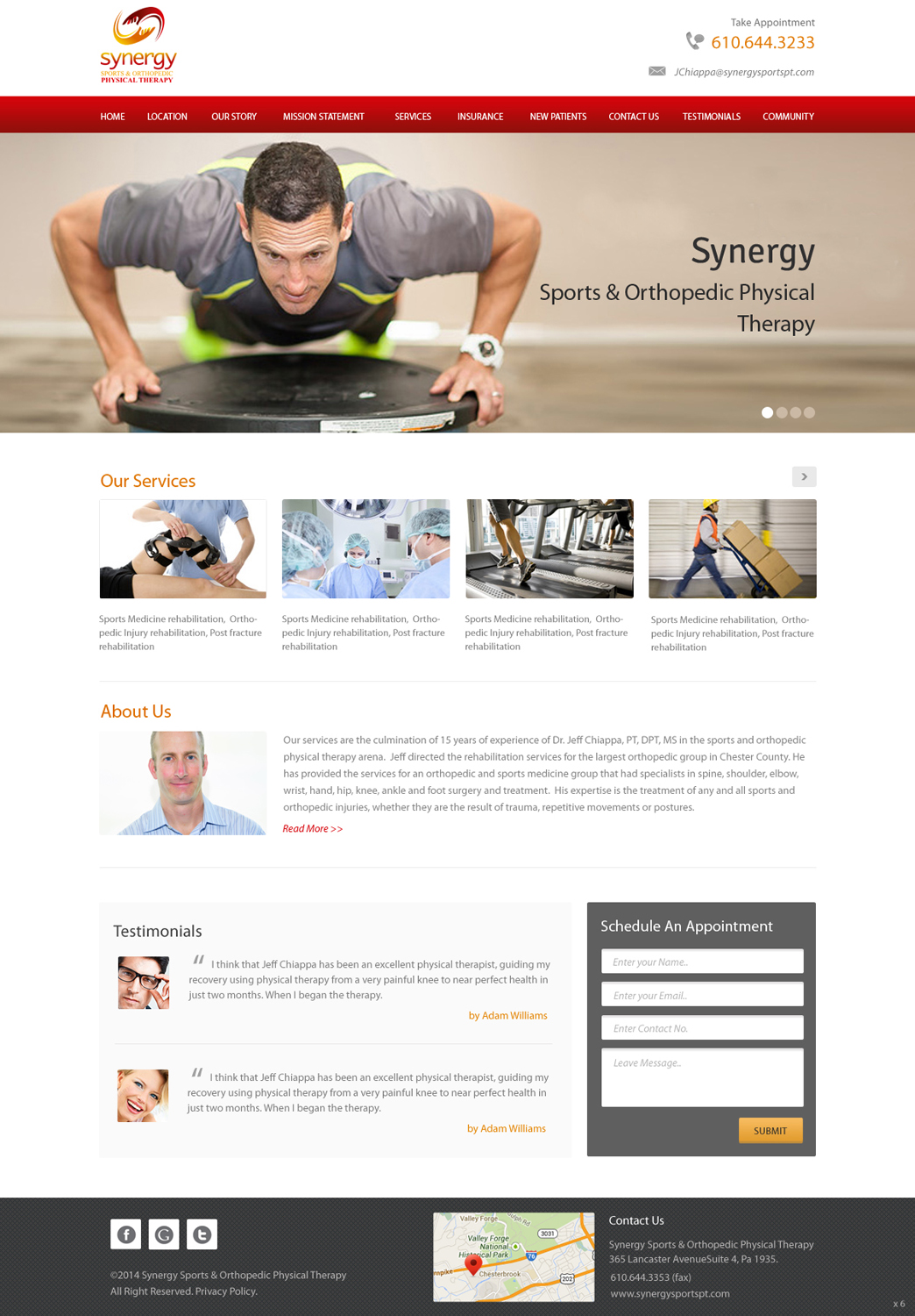Web Design by pb for Synergy Sports & Orthopedic Physical Therapy | Design #3493302