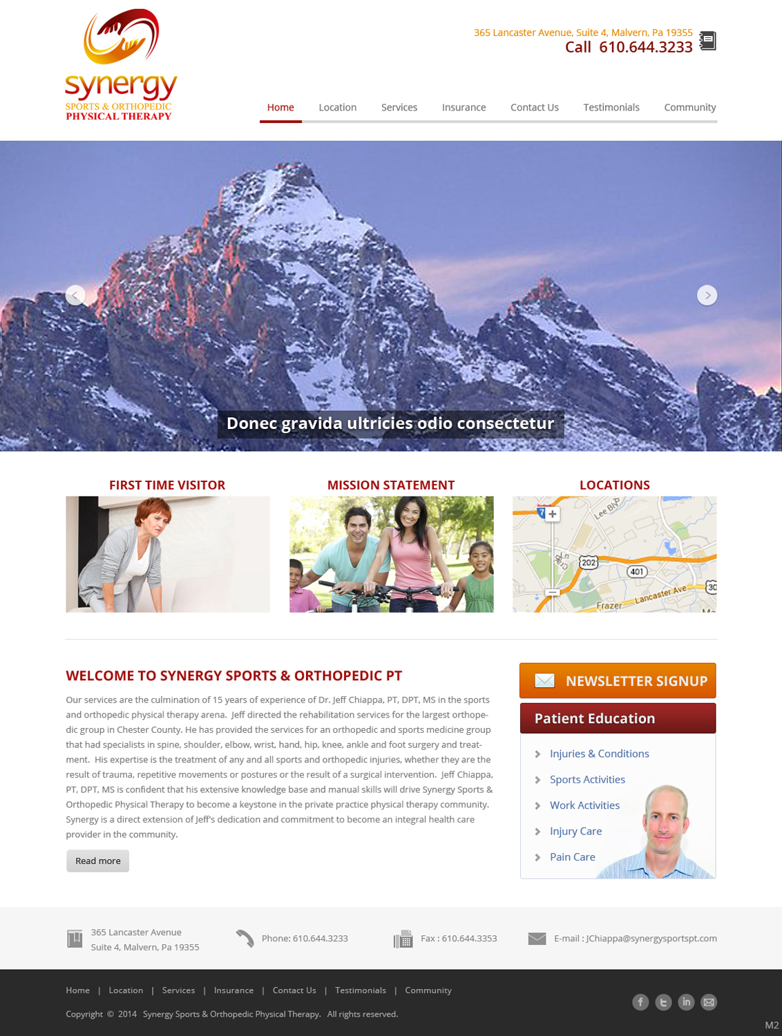 Web Design by pb for Synergy Sports & Orthopedic Physical Therapy | Design #3493310