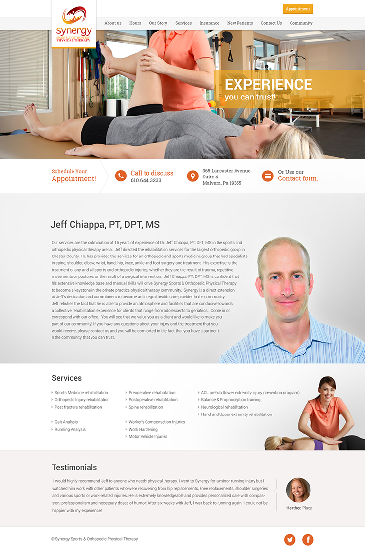 Diseño Web por krishnan para Synergy Sports & Orthopedic Physical Therapy | Diseño: #3479543