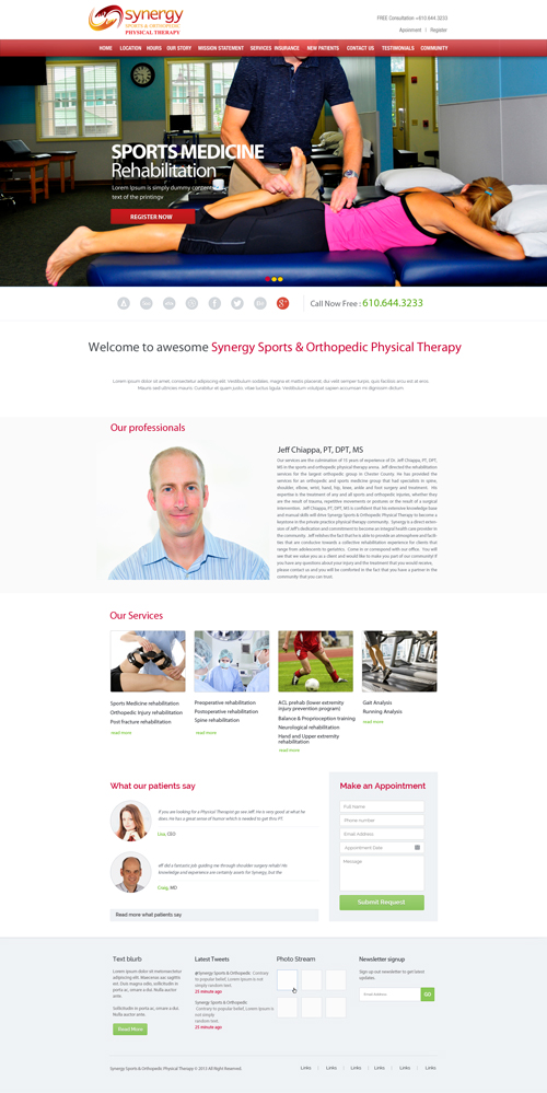 Web Design by sathiyamurthy for Synergy Sports & Orthopedic Physical Therapy | Design #3531362