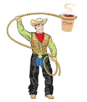 Handsome cartoon cowboy for Dazzle Coffee & Smoothies | Illustration Design by Zivo