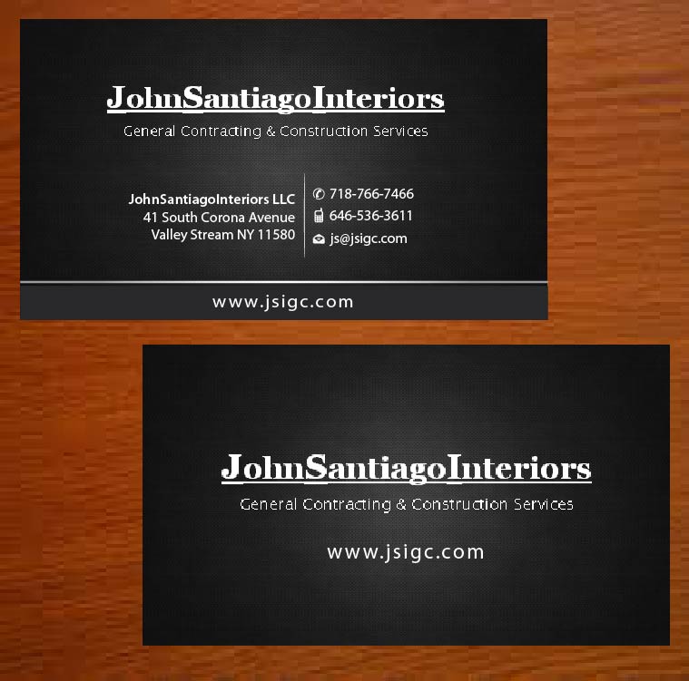 Business Card Design by Joy16589 for JohnSantiagoInteriors LLC | Design #3483196