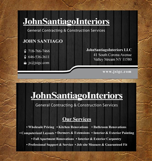 Visitenkarten-Design von Joy16589 für JohnSantiagoInteriors LLC | Design: #3485612