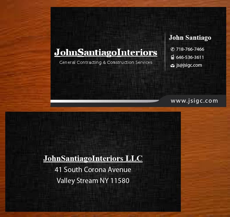 Business Card Design by Joy16589 for JohnSantiagoInteriors LLC | Design #3489970