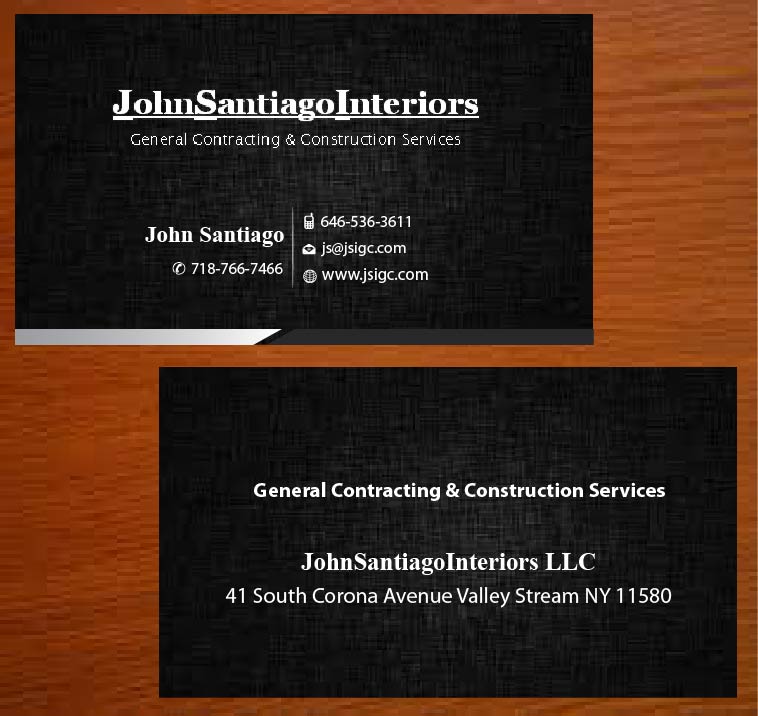 Business Card Design by Joy16589 for JohnSantiagoInteriors LLC | Design #3489975