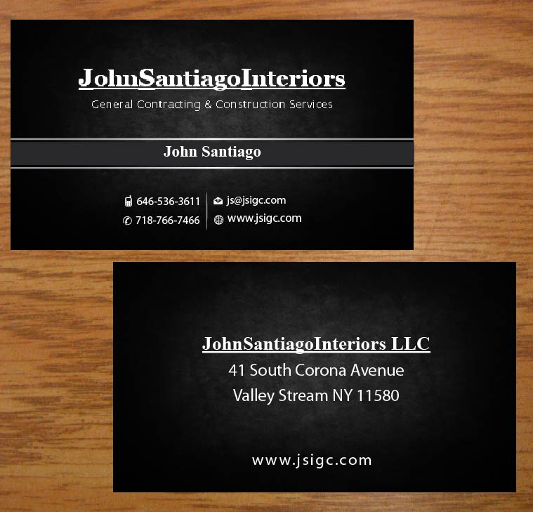 Business Card Design by Joy16589 for JohnSantiagoInteriors LLC | Design #3490929