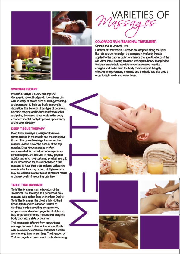 Brochure Design by hema dhawan for metta massage of denver | Design #3539007