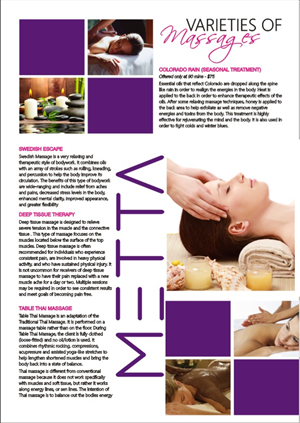 Brochure Design by hema dhawan for metta massage of denver | Design: #3539007