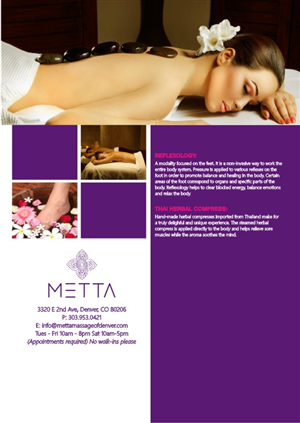 Brochure Design by hema dhawan for metta massage of denver | Design: #3539015