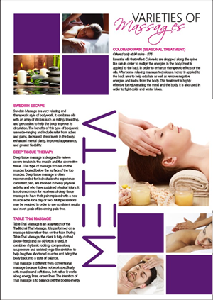 Brochure Design by hema dhawan for metta massage of denver | Design: #3557936