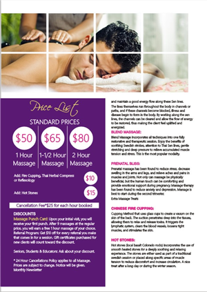 Brochure Design by hema dhawan for metta massage of denver | Design: #3557941