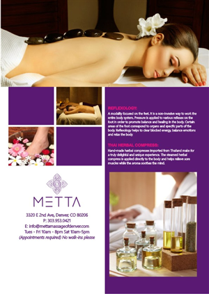 Brochure Design by hema dhawan for metta massage of denver | Design: #3557945