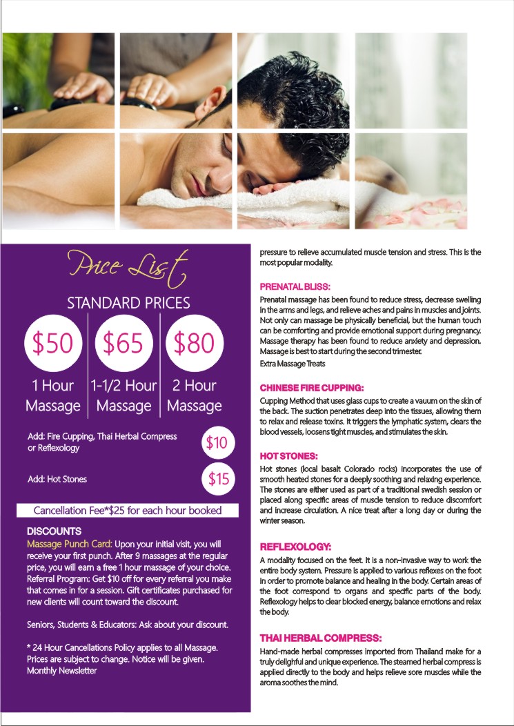 Brochure Design by hema dhawan for metta massage of denver | Design #3561626
