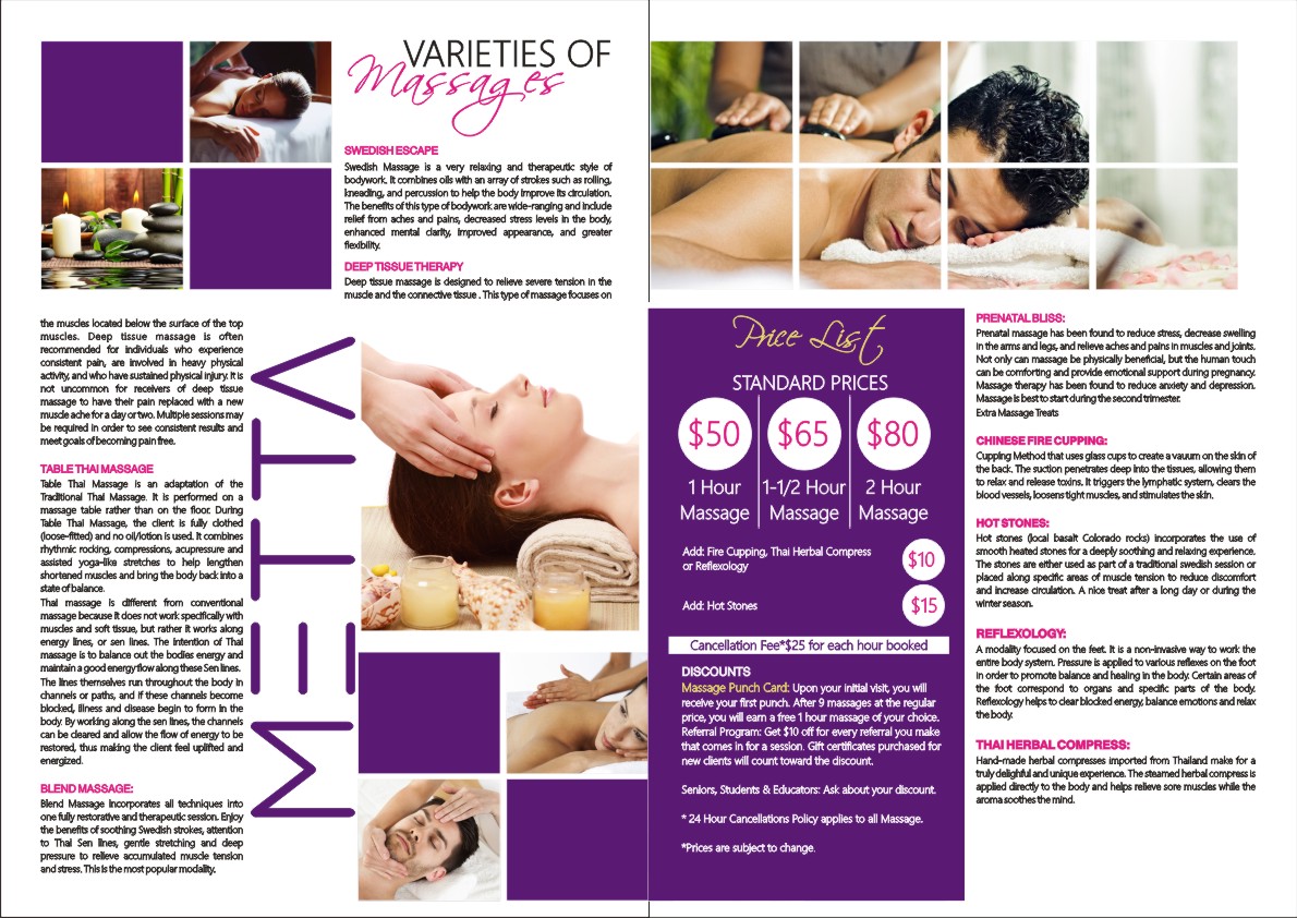 Brochure Design by hema dhawan for metta massage of denver | Design #3581296