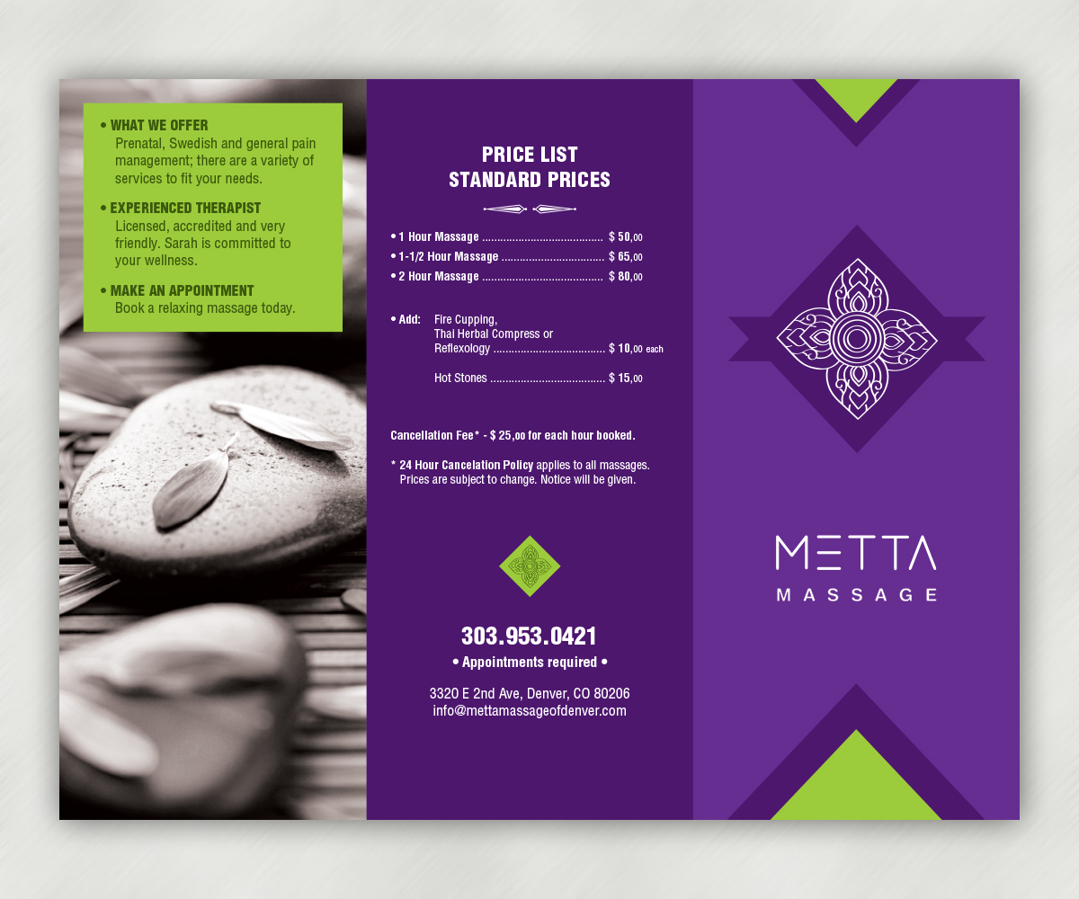 Brochure Design by Luis Lucchesi for metta massage of denver | Design #3550969