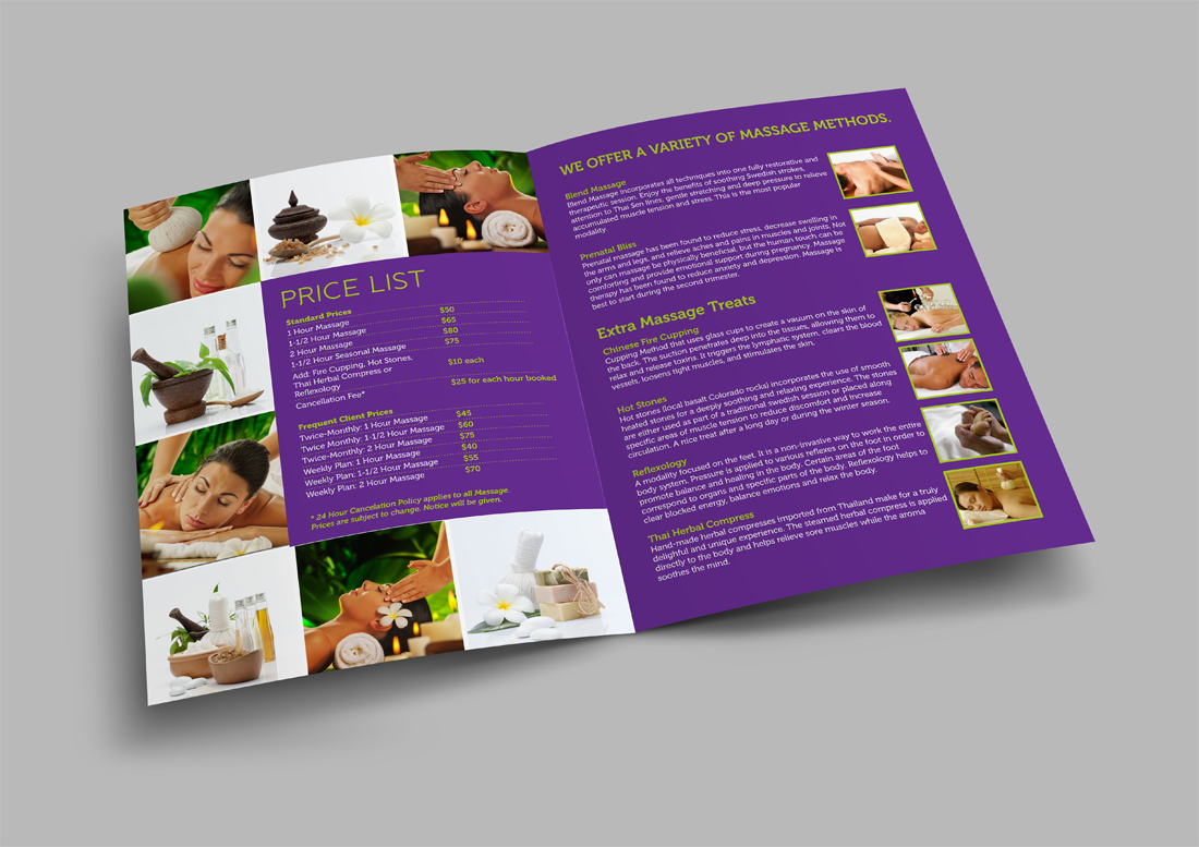 Brochure Design by lookedaeng for metta massage of denver | Design #3487223