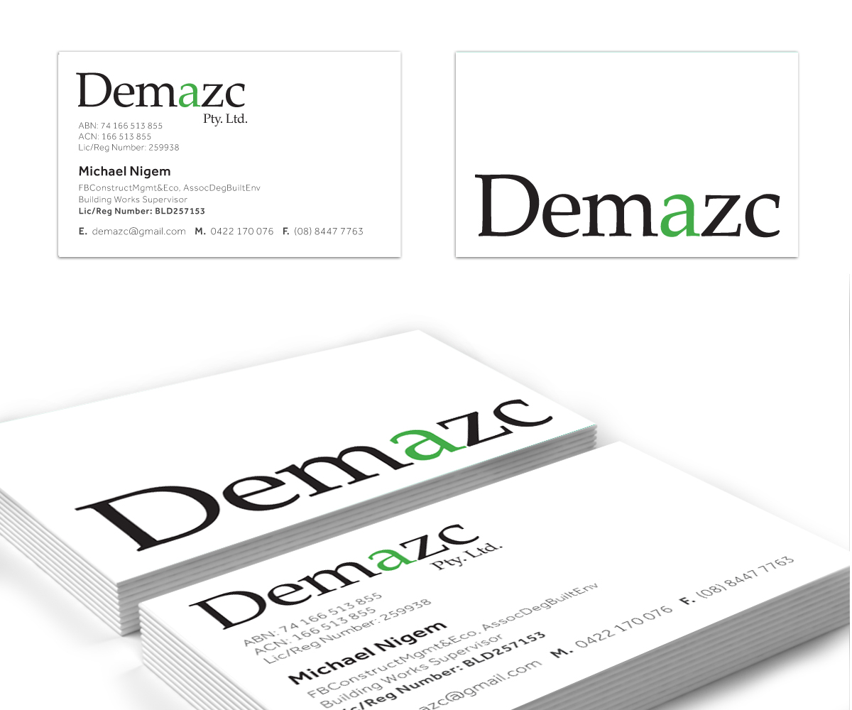 Business Card Design by Dylan Edwards Design for demazc Pty Ltd | Design #3486635