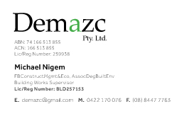 Design de Carte de Visite par Dylan Edwards Design pour demazc Pty Ltd | Design : #3500347