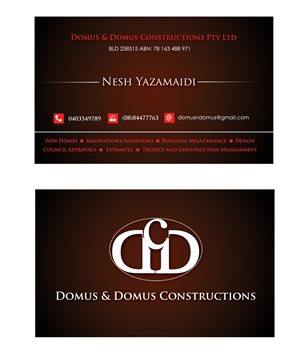 Business Card Design by Satyajit Sil Creations for Domus & Domus Constructions Pty Ltd | Design: #3497739