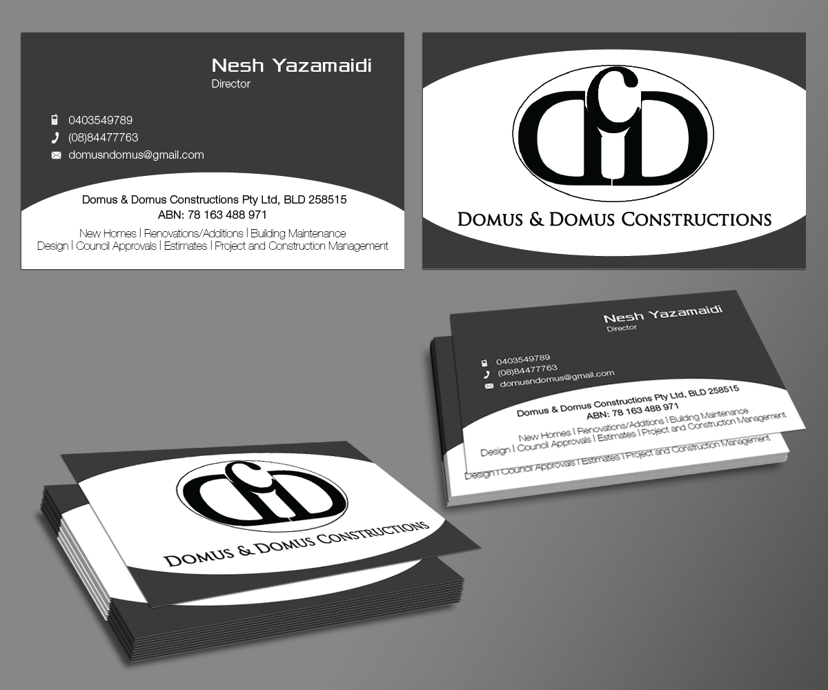 Business Card Design by kousik for Domus & Domus Constructions Pty Ltd | Design #3491975