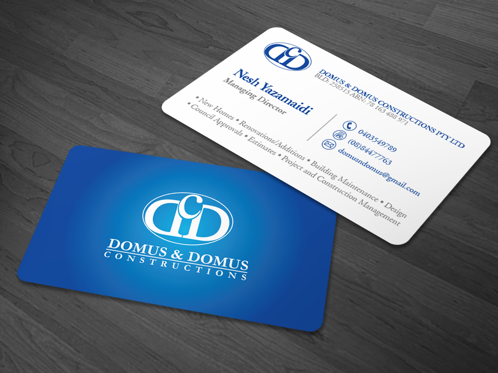 Business Card Design by kaatem for Domus & Domus Constructions Pty Ltd | Design: #3502715