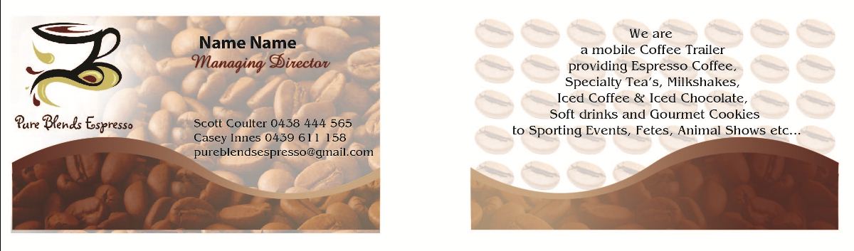 Business Card Design by ochudang Faustine for Pure Blends Espress | Design #3490936