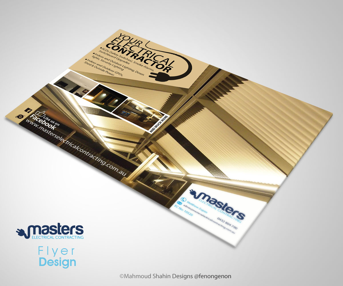 Flyer Design by Mahmoud Shahin for Masters Electrical Contracting | Design #3488646
