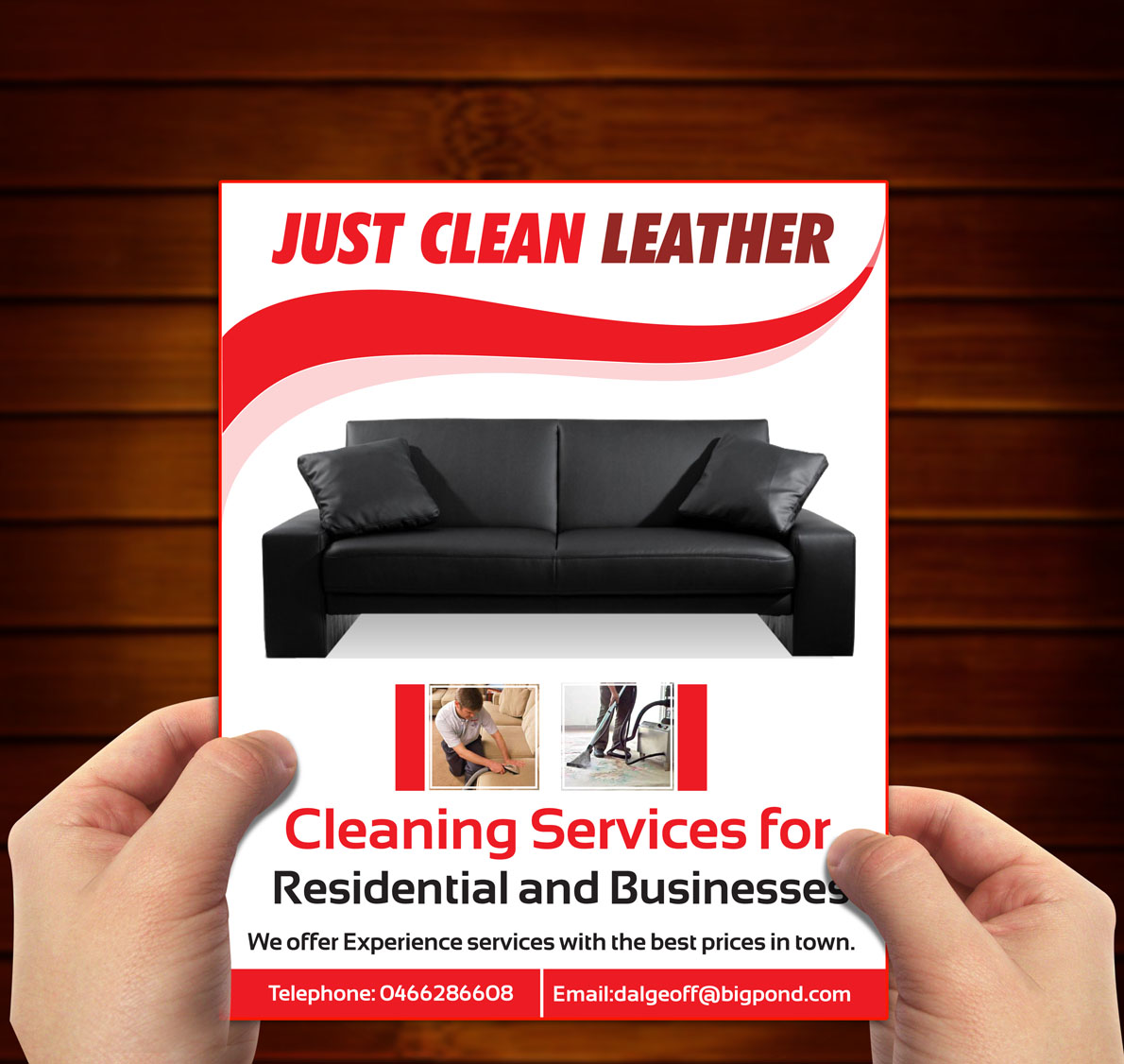 Flyer Design by Ushan sampath for JUST CLEAN LEATHER | Design #3506690