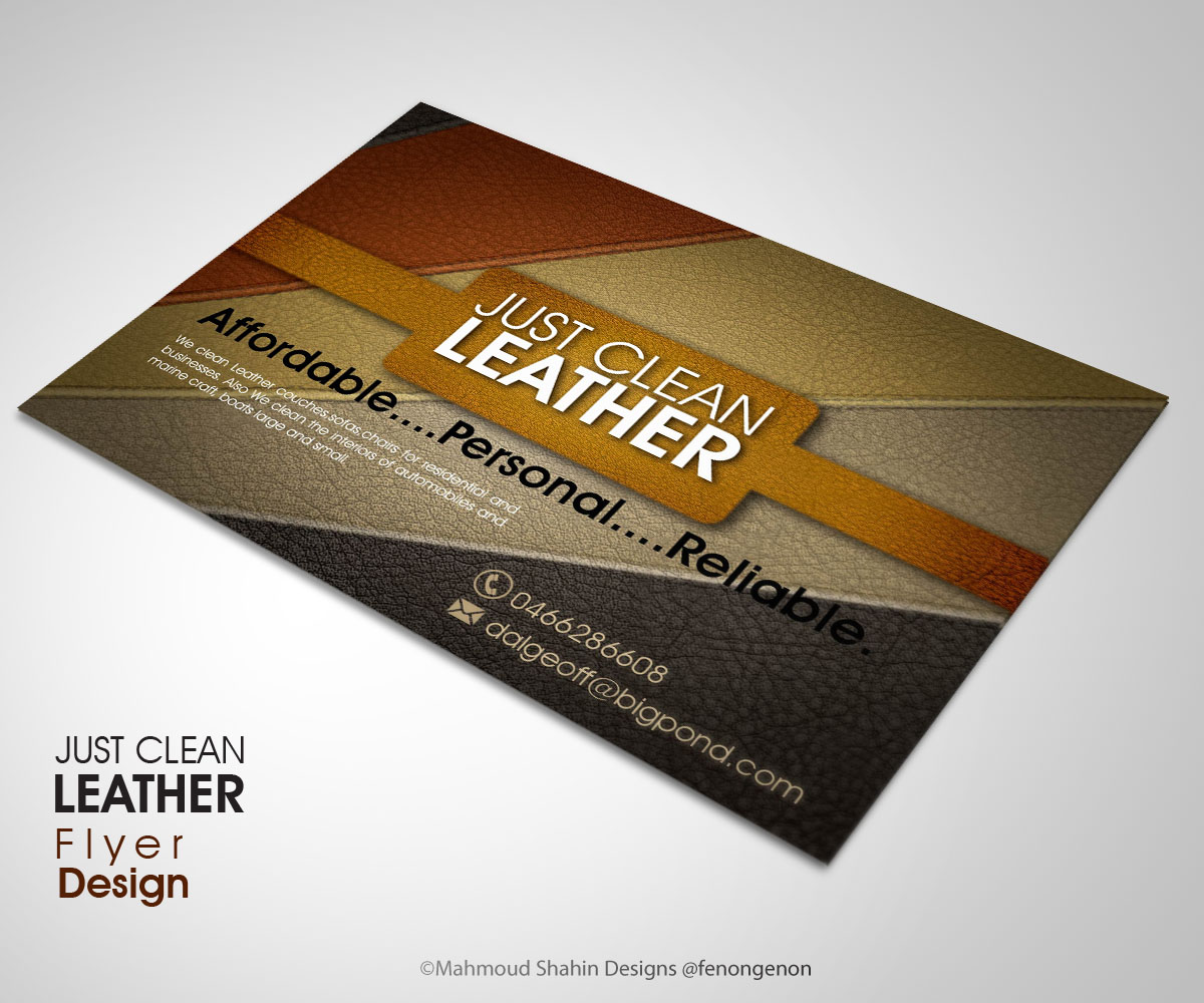 Flyer-Design von Mahmoud Shahin für JUST CLEAN LEATHER | Design #3504138