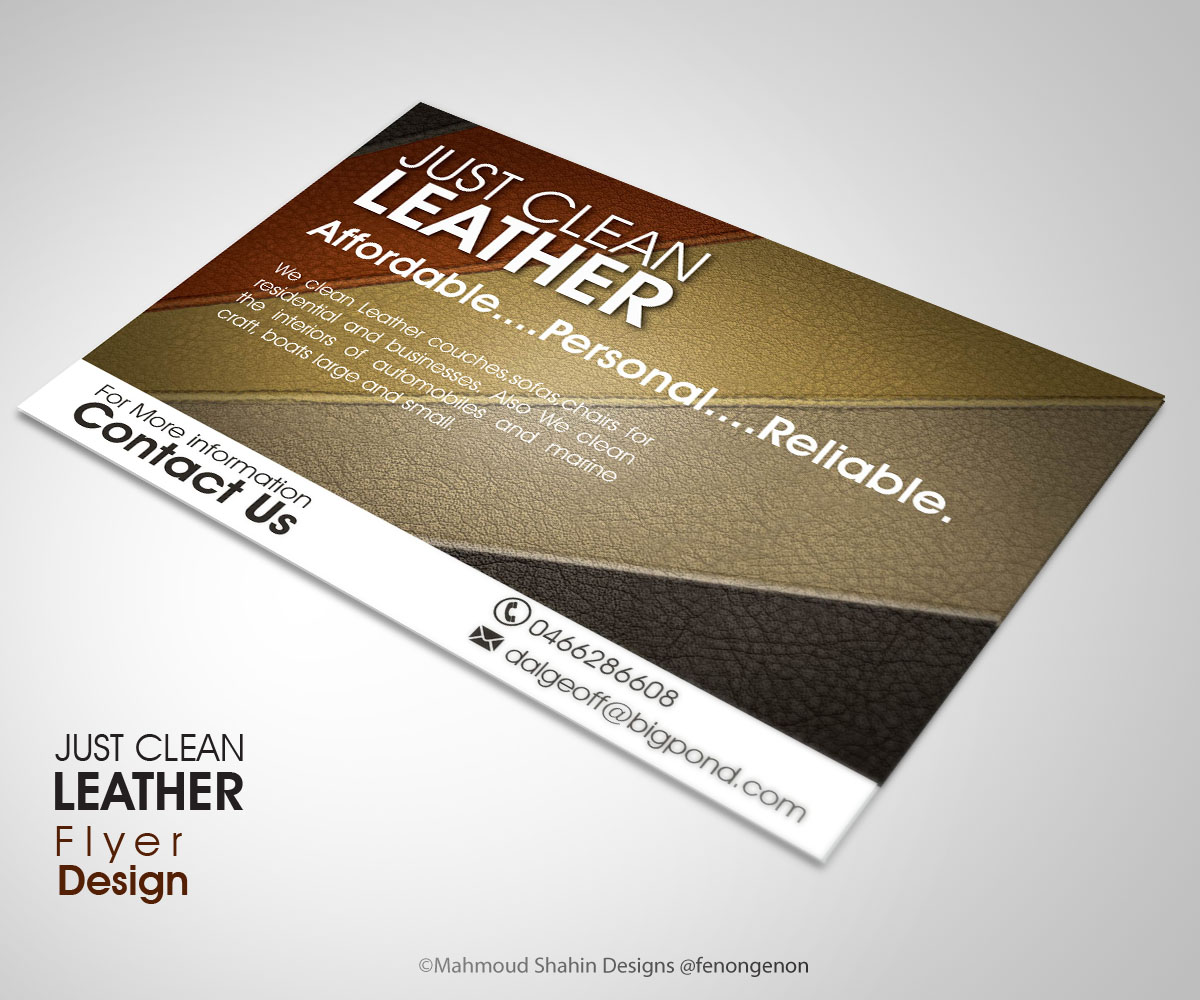 Flyer-Design von Mahmoud Shahin für JUST CLEAN LEATHER | Design #3504149