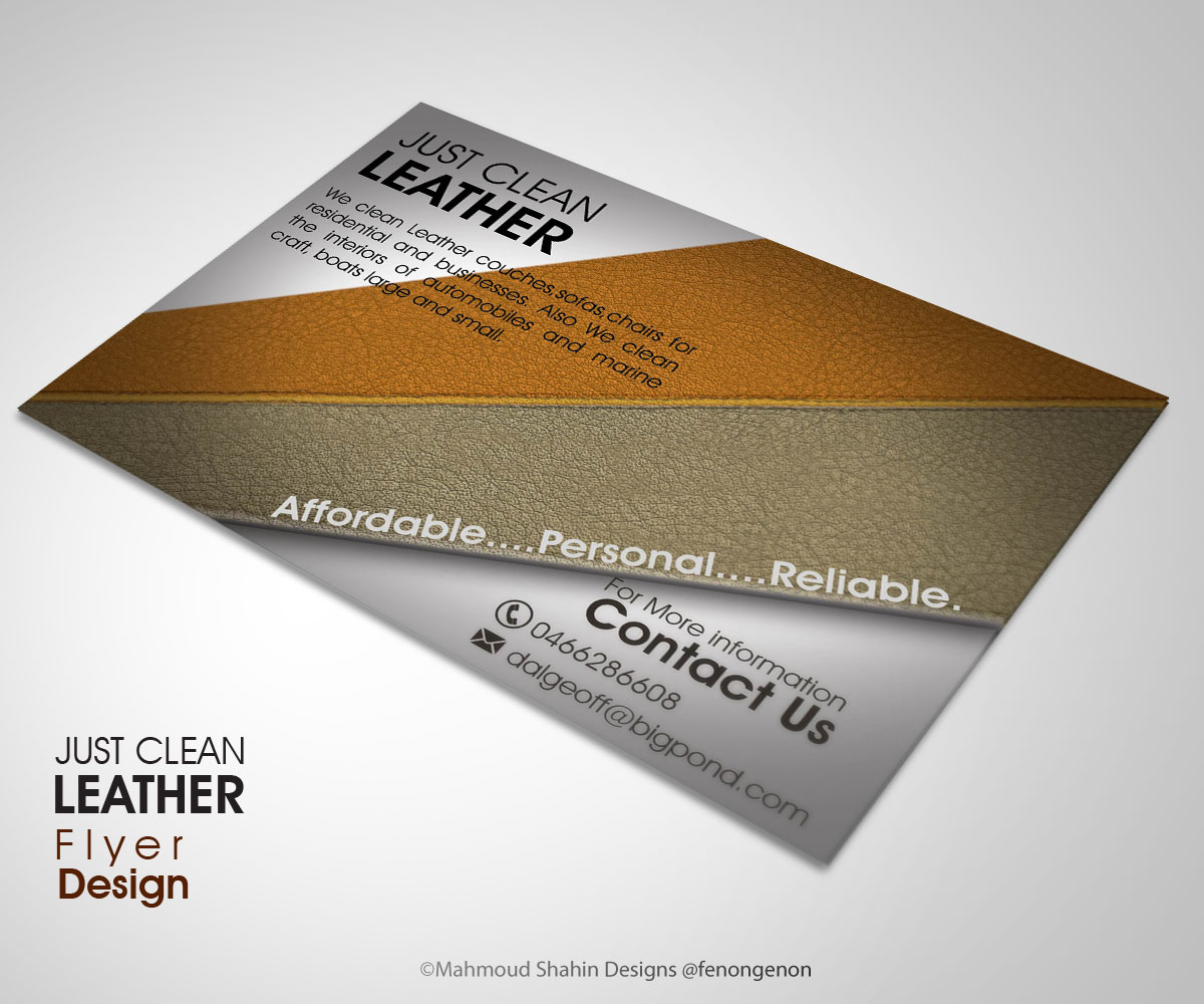 Flyer-Design von Mahmoud Shahin für JUST CLEAN LEATHER | Design #3504151