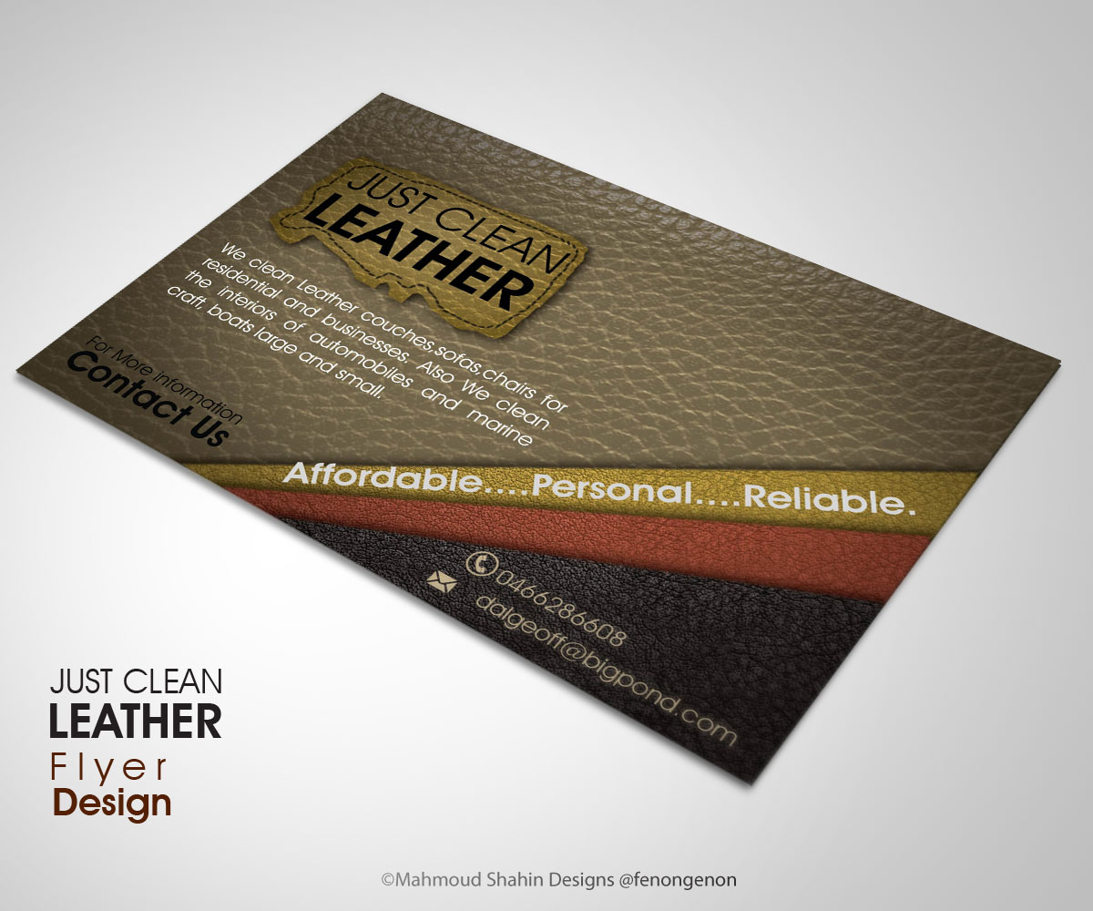 Flyer Design by Mahmoud Shahin for JUST CLEAN LEATHER | Design #3504172