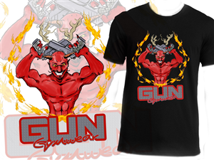 illustration design for the front of Gun Gym Wear tshirt | Illustration-Design von Tom 'Victorious' Wilkinson