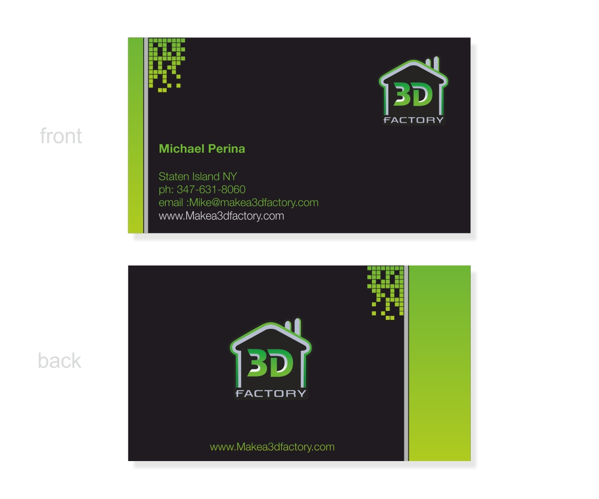Business Card Design by DesignLipiStudio for 3dfactory LLC | Design #3495151