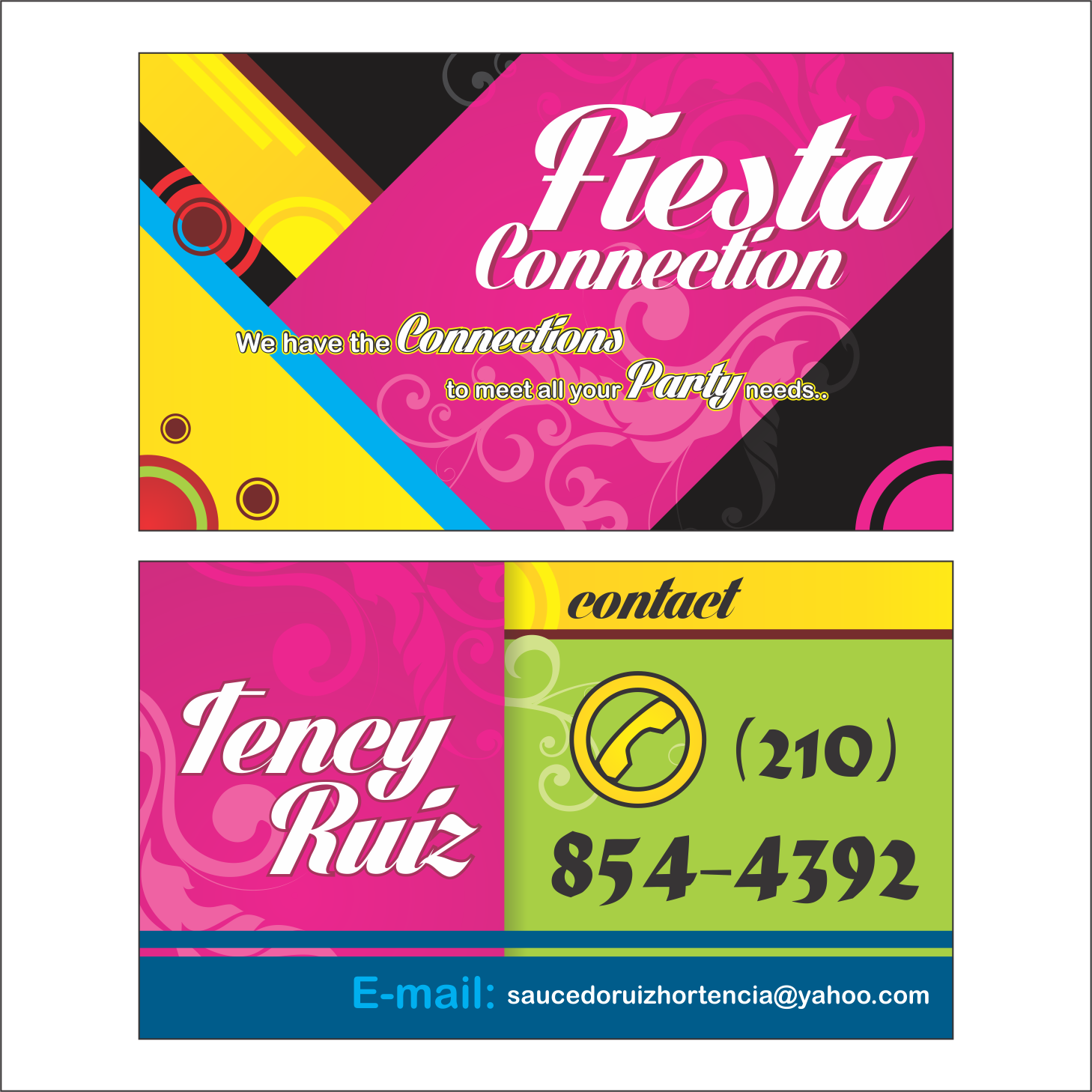 Business Card Design by crashthreeteen for Fiesta Connection | Design #3515345