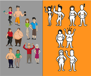 Fun, hand drawn characters of people of various fitness levels for use in Gym marketing | Character Design by RebecaParra