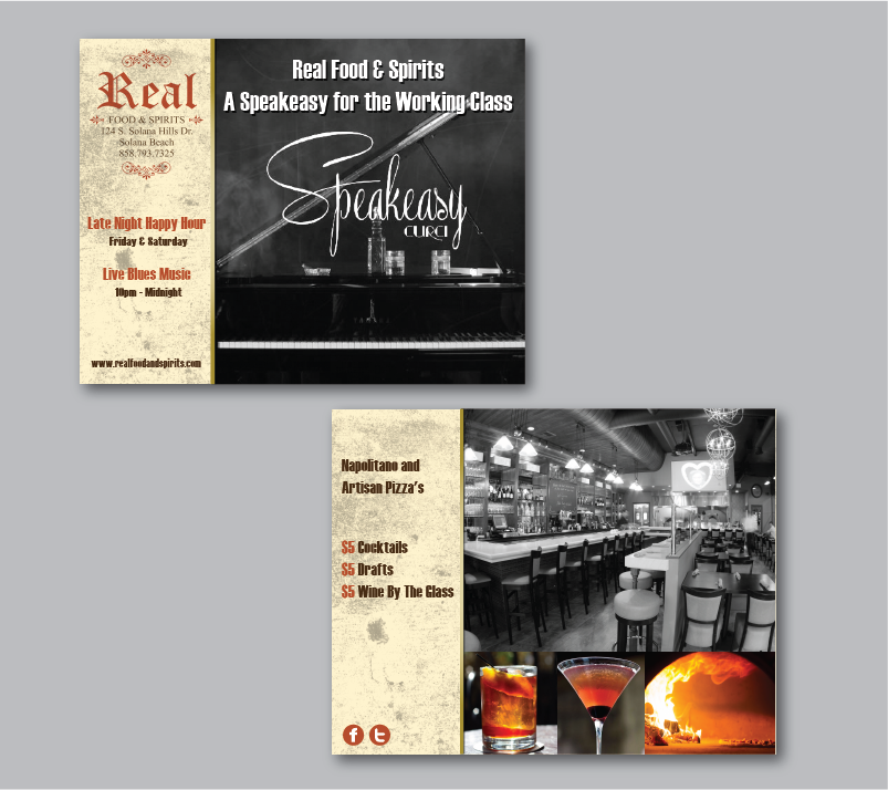 Postcard Design by green82 for Real Food & Spirits | Design #3611217