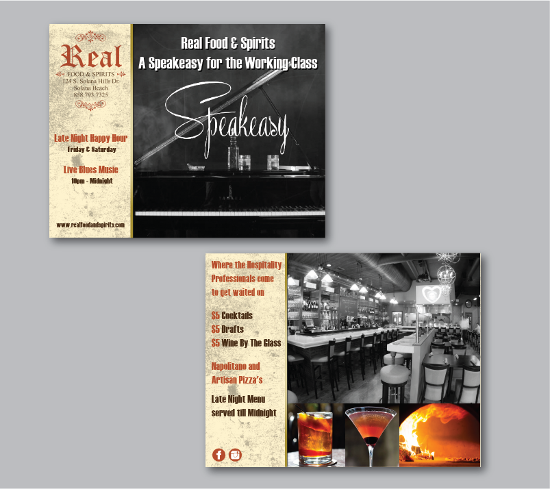 Design de Carte Postale par green82 pour Real Food & Spirits | Design #3644901