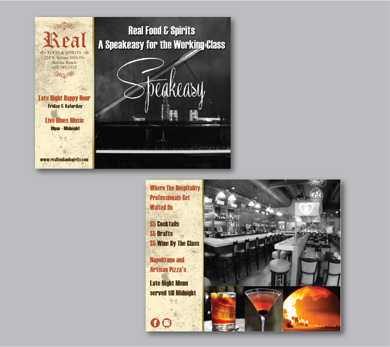 Postcard Design by green82 for Real Food & Spirits | Design #3645076