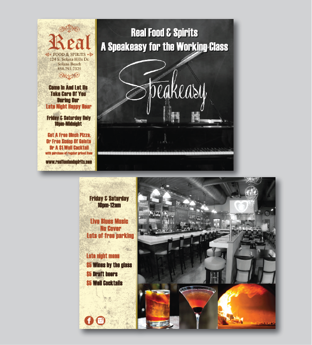 Postcard Design by green82 for Real Food & Spirits | Design #3880045