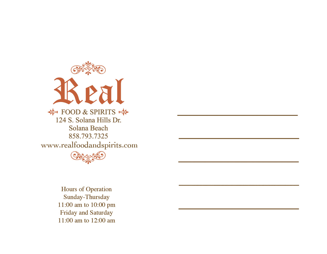 Postcard Design by magny for Real Food & Spirits | Design #3582883