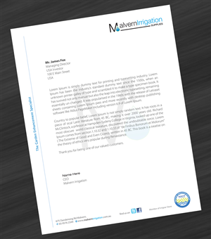 Letterhead Design by asimali for Malvern Irrigation Supplies Pty Ltd | Design: #874955