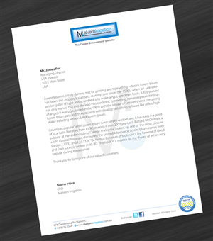 Letterhead Design by asimali for Malvern Irrigation Supplies Pty Ltd | Design: #877539