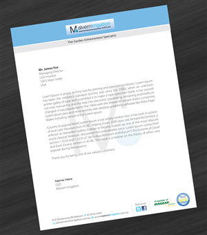 Letterhead Design by asimali for Malvern Irrigation Supplies Pty Ltd | Design: #879832