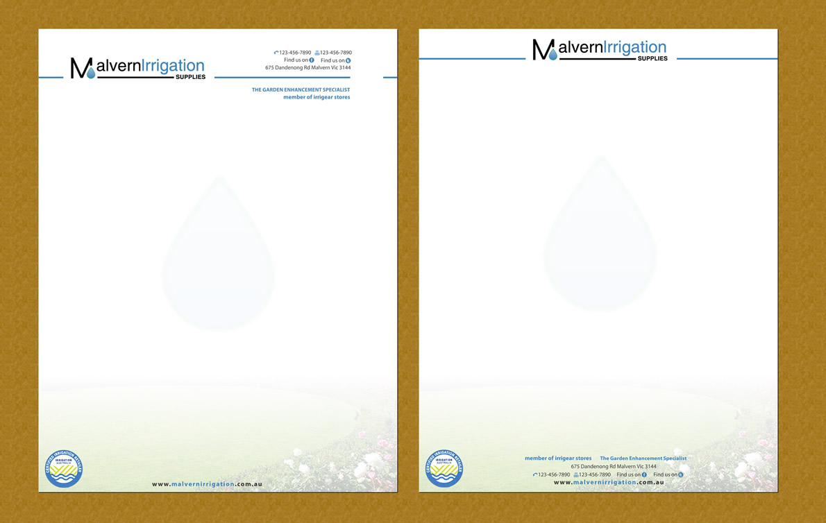 Briefkopf-Design von Sbss für Malvern Irrigation Supplies Pty Ltd | Design #876287