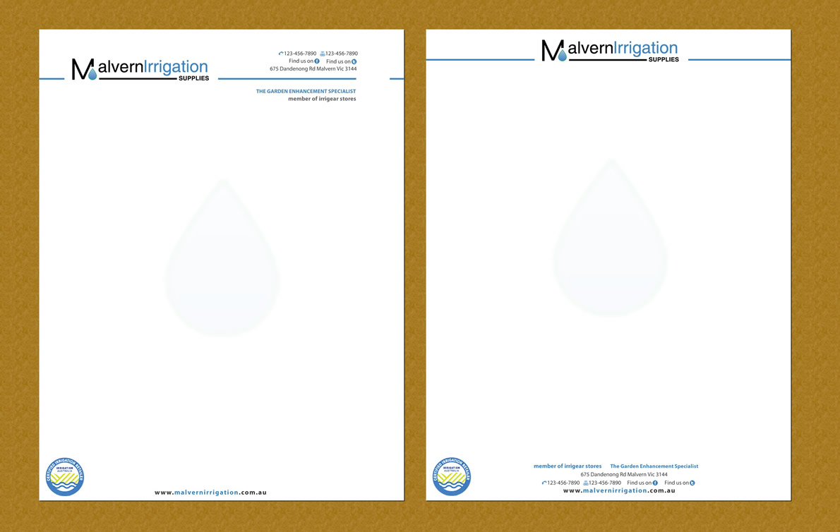 Briefkopf-Design von Sbss für Malvern Irrigation Supplies Pty Ltd | Design #876290