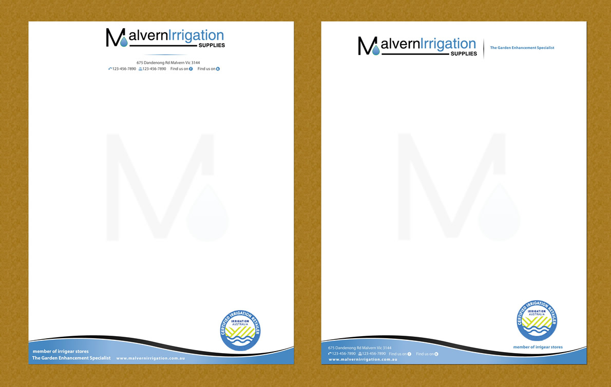 Briefkopf-Design von Sbss für Malvern Irrigation Supplies Pty Ltd | Design #876294