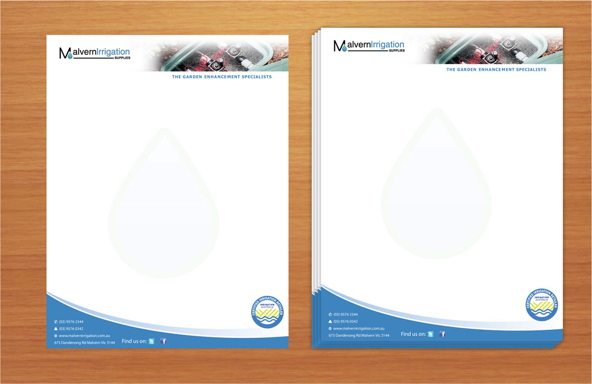 Diseño de Membrete por Sbss para Malvern Irrigation Supplies Pty Ltd | Diseño #876314