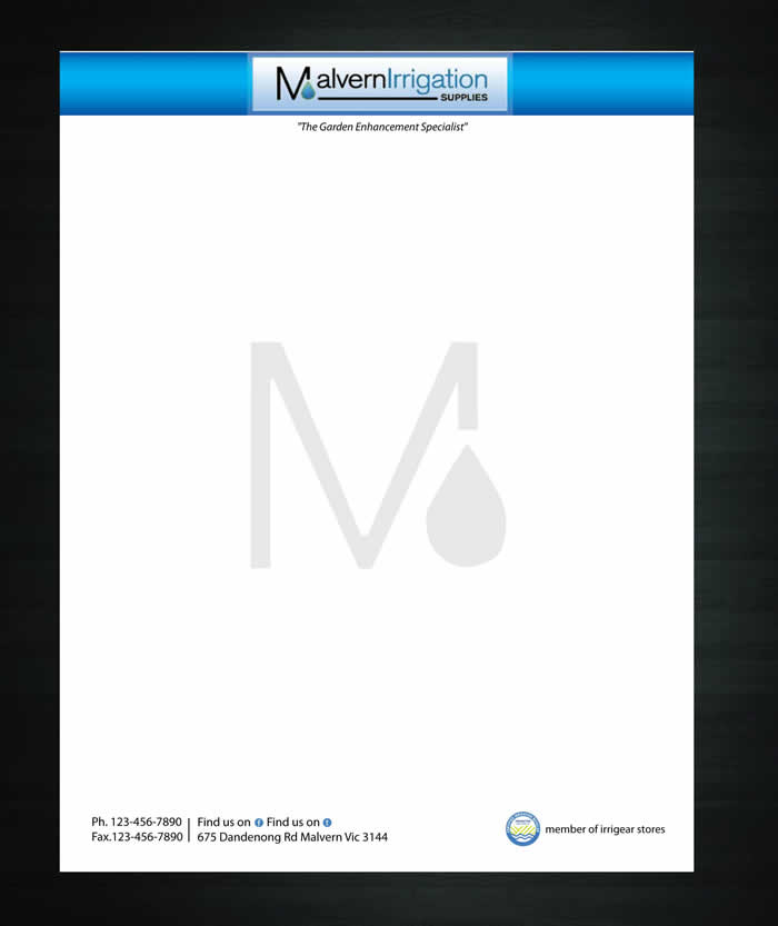 Diseño de Membrete por Sbss para Malvern Irrigation Supplies Pty Ltd | Diseño #877039