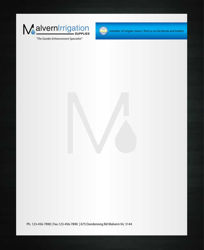 Briefkopf-Design von Sbss für Malvern Irrigation Supplies Pty Ltd | Design #877040